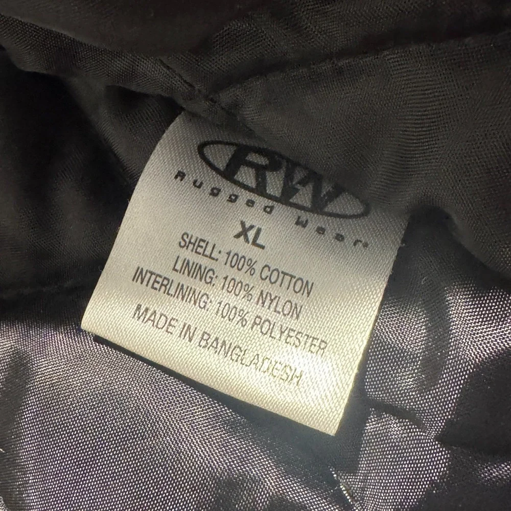 RW Rugged Wear Heavy Duty Hooded Work Jacket Men's Sz XL Black 3M Thinsulate